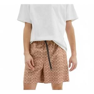 NEW COACH signature logo swim shorts in tan